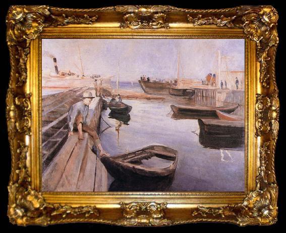 framed  Edvard Munch The Post boat in shore, ta009-2